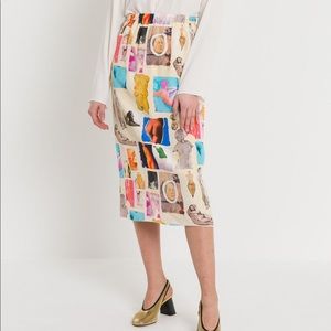 Marni art sculpture collage print skirt